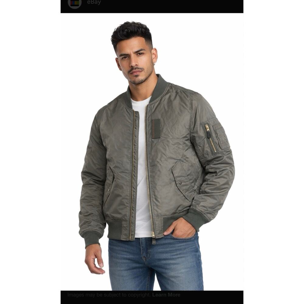 ALPHA INDUSTRIES MENS BOMBER MILITARY STYLE JACKET GREEN SIZE XL‎